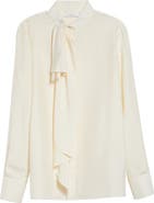 Givenchy Draped Bow Silk Button-Up Shirt
