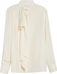 Givenchy Draped Bow Silk Button-Up Shirt