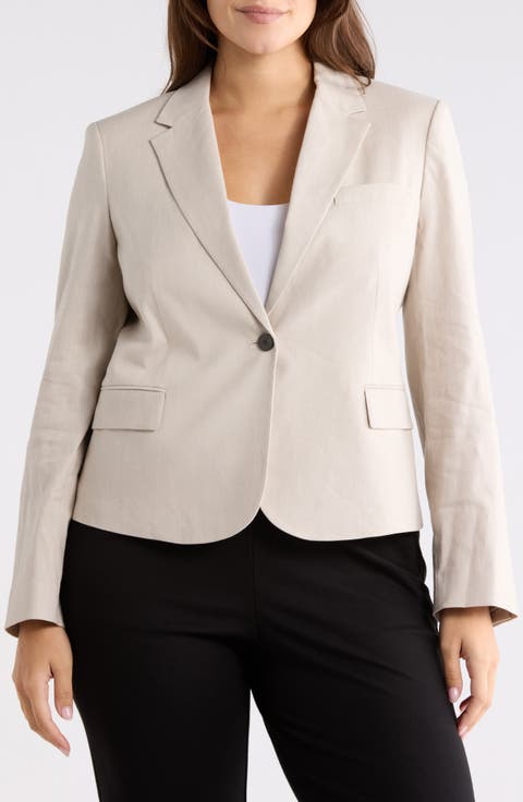 Shrunken Stretch Linen Blend Blazer