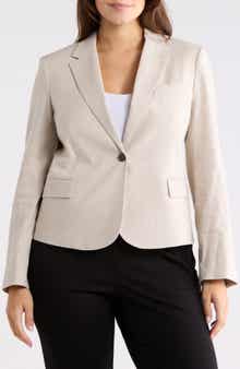 Shrunken Stretch Linen Blend Blazer
