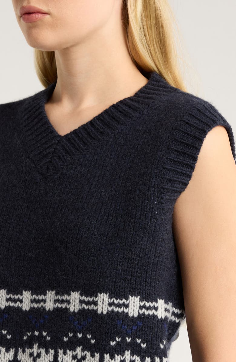 Damson Madder Rhona Wool Sweater Vest, Alternate, color, Navy