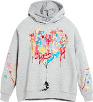 Desigual Mickey Mouse Paint Splattered Fleece Graphic Hoodie