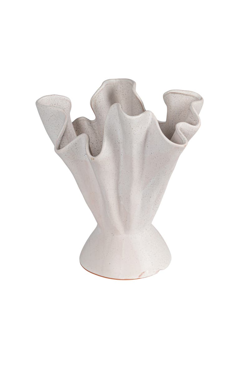 Ruffled Vase, Main, color, Cream