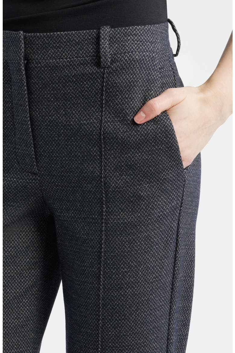 Slim Herringbone Knit Pintuck Pants, Alternate, color, NAVY MULTI