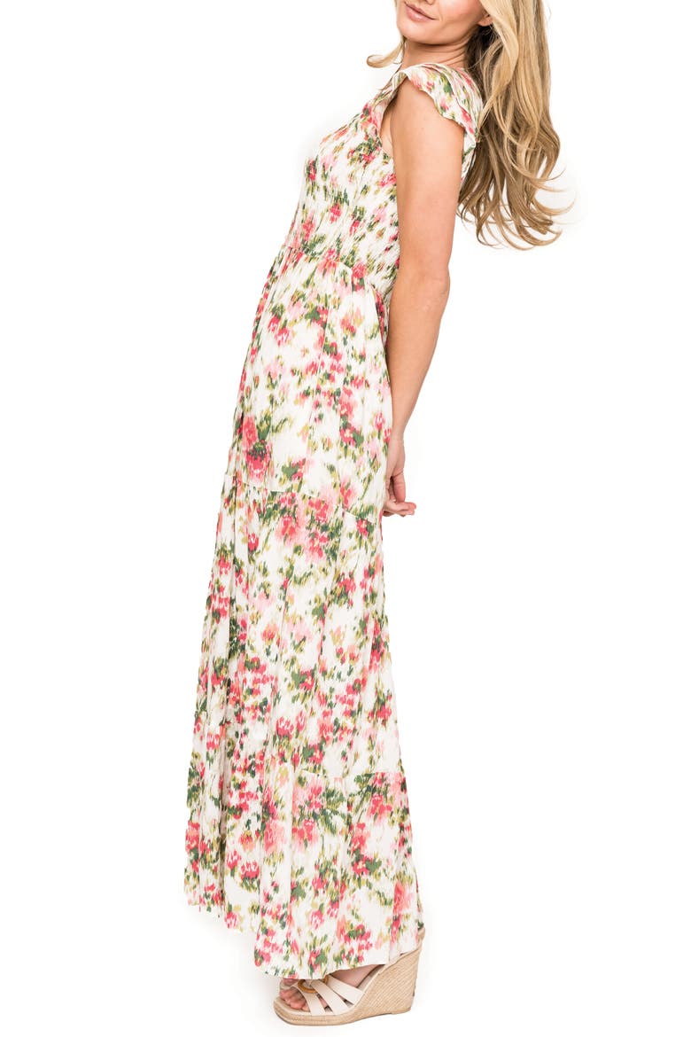 Floral Smocked Maxi Dress, Alternate, color, GARDEN ROSE FLORAL