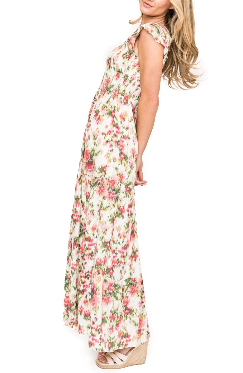 GIBSONLOOK Floral Smocked Maxi Dress, Alternate, color, 