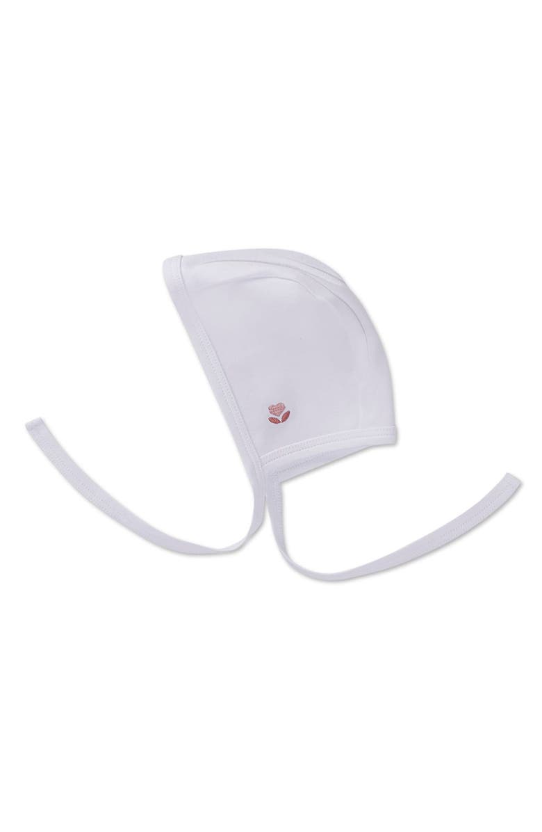 MiniMoi 3 Piece Baby Girls Cotton Footie Set with Peter Pan Collar and Embroidered Hearts, Alternate, color, Winter White