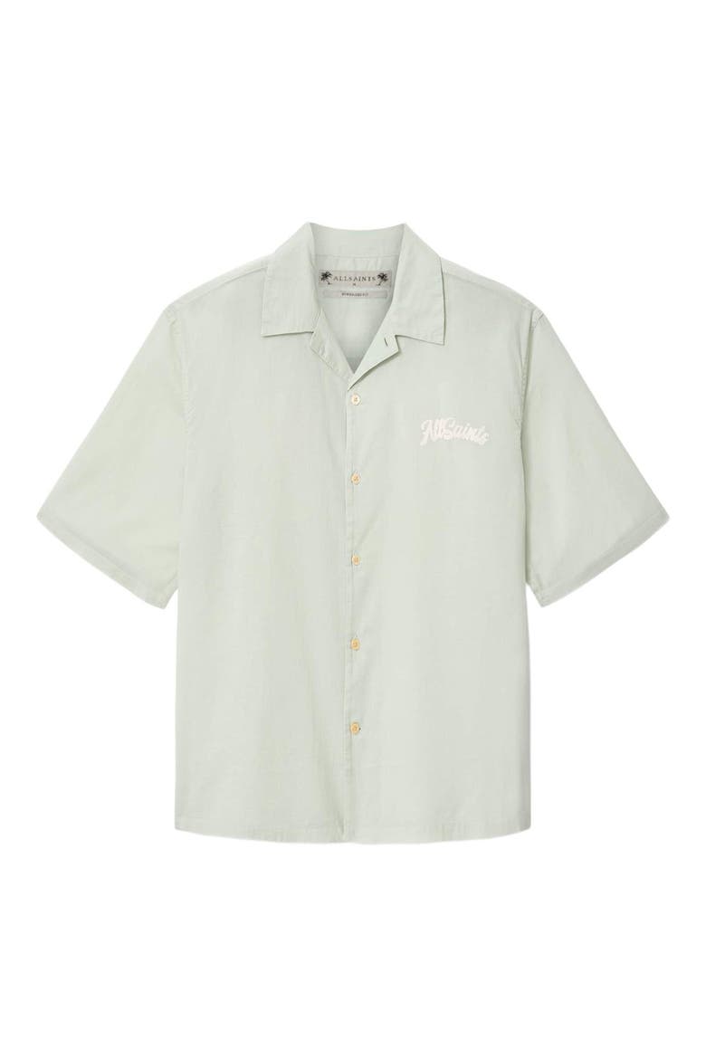 Odyssey Oversize Cotton Button-Up Camp Shirt, Alternate, color, POWDERED GREEN