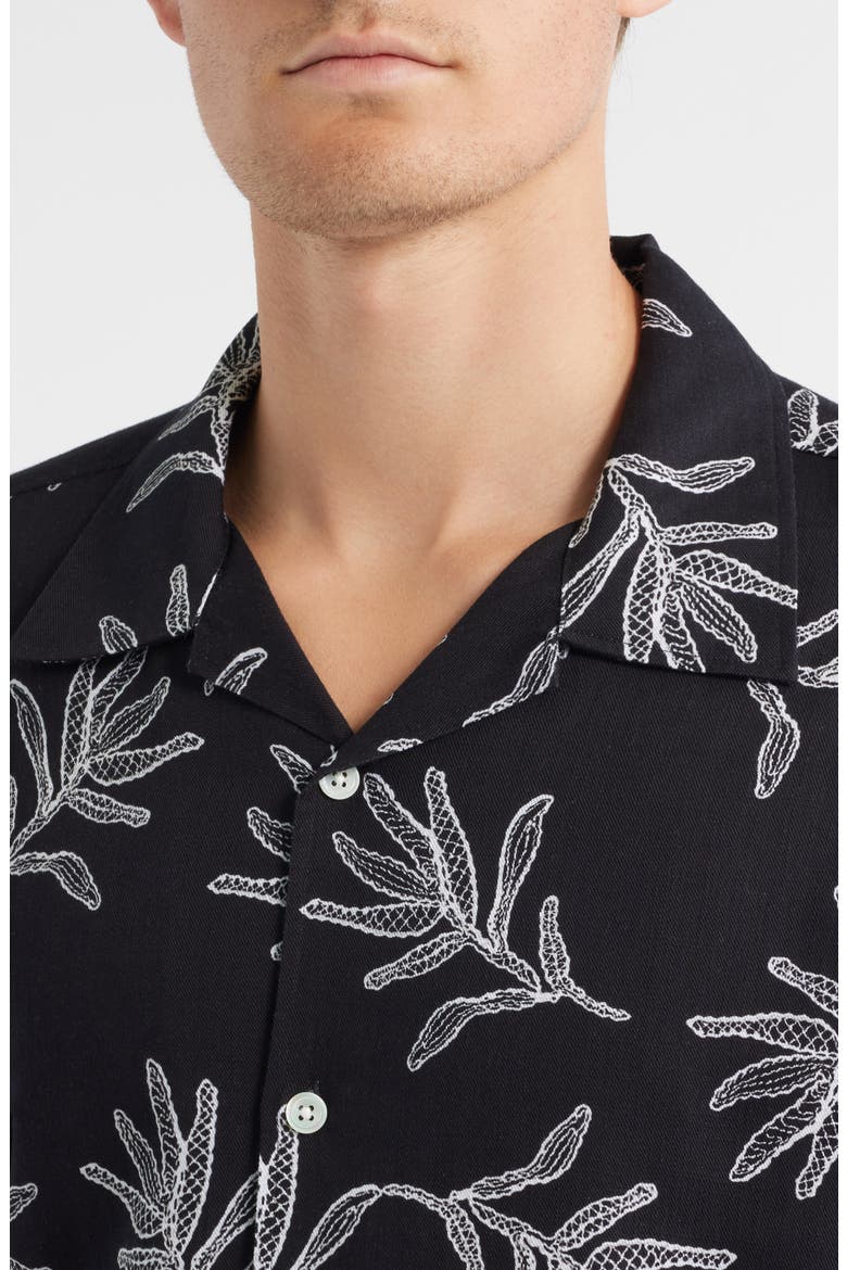 Ole 5210 Floral Cotton & Lyocell Camp Shirt, Alternate, color, BLACK