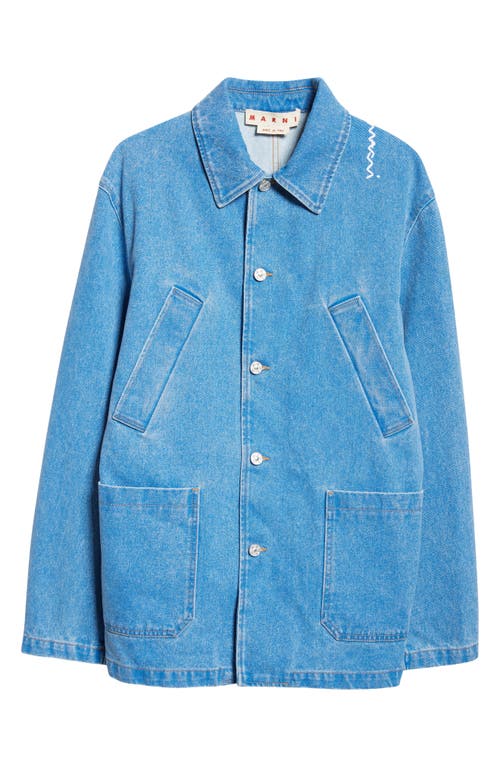 Marni Cotton Twill Shirt Jacket In Cobalt