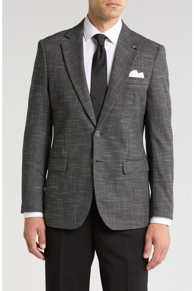 Slim Fit Houndstooth Blazer, Main, color, BLACK