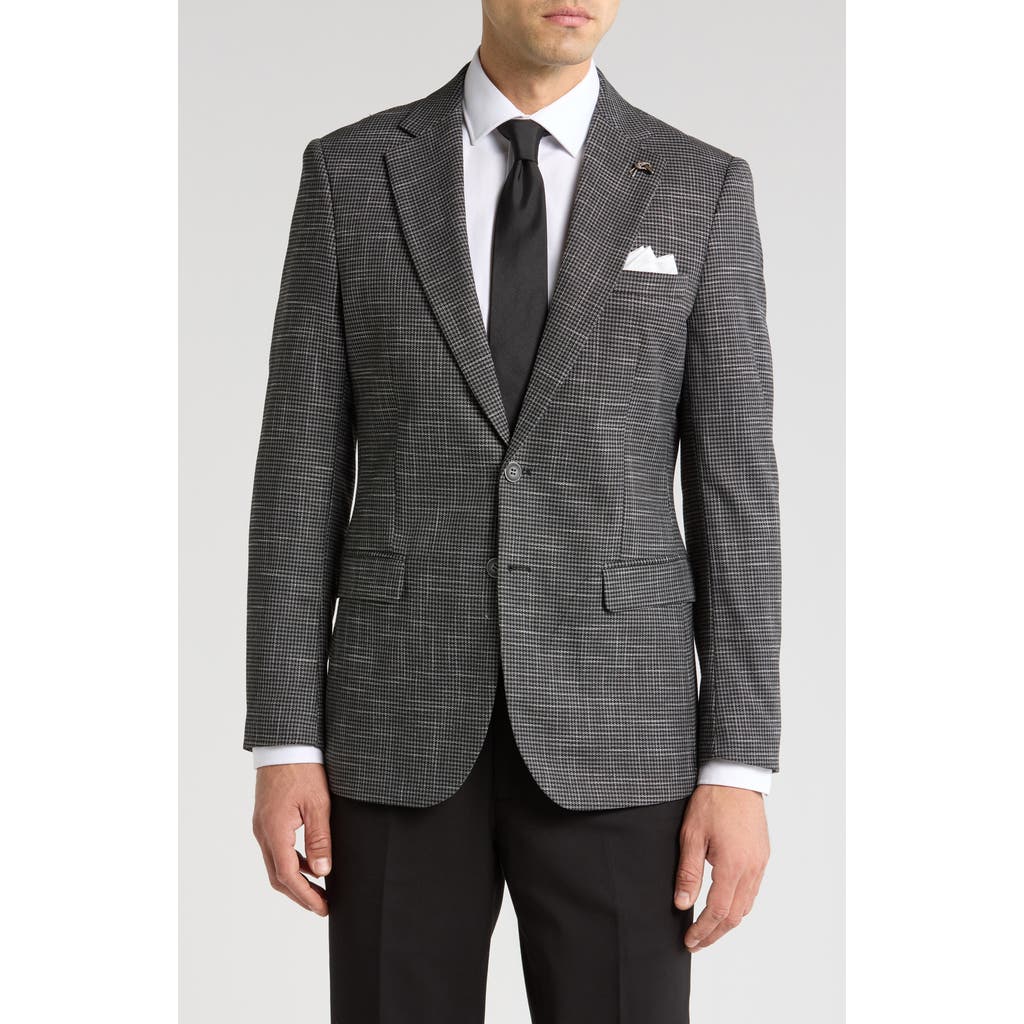 Tahari Slim Fit Houndstooth Blazer In Black