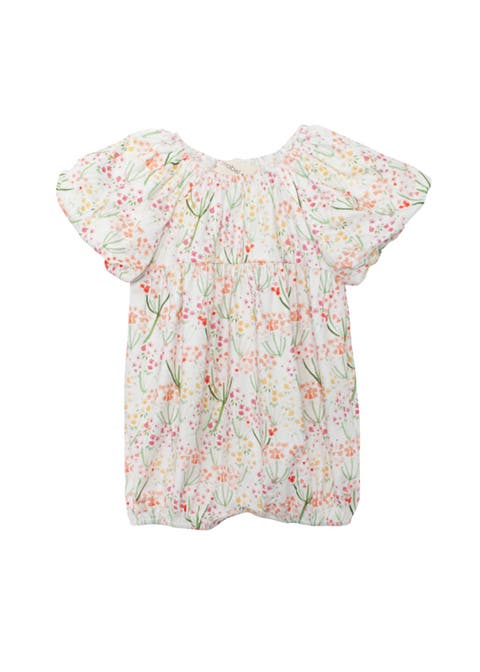 Springtime Garden Short Puff Sleeve Romper