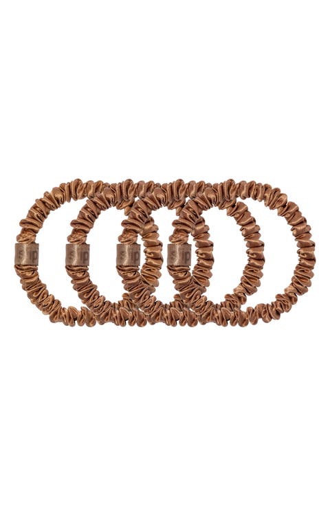 Pure Silk 4-Pack Skinny Scrunchies: Back to Basics Collection