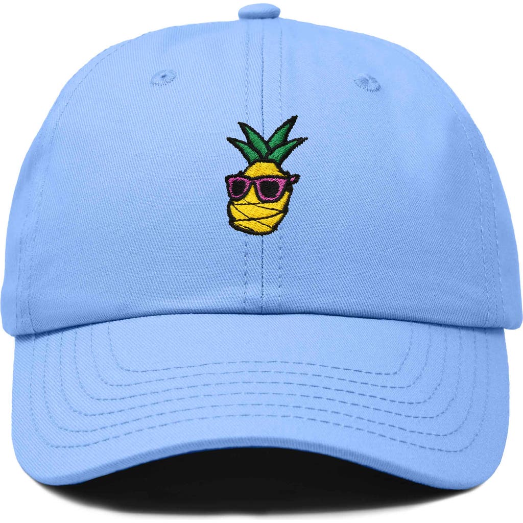 Dalix Pineapple Embroidered Dad Hat In Light Blue