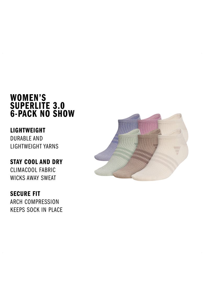 Superlite 3.0 6-Pack No-Show Socks, Alternate, color, SLATE GREY/ MAGIC MAUVE/ BEIGE