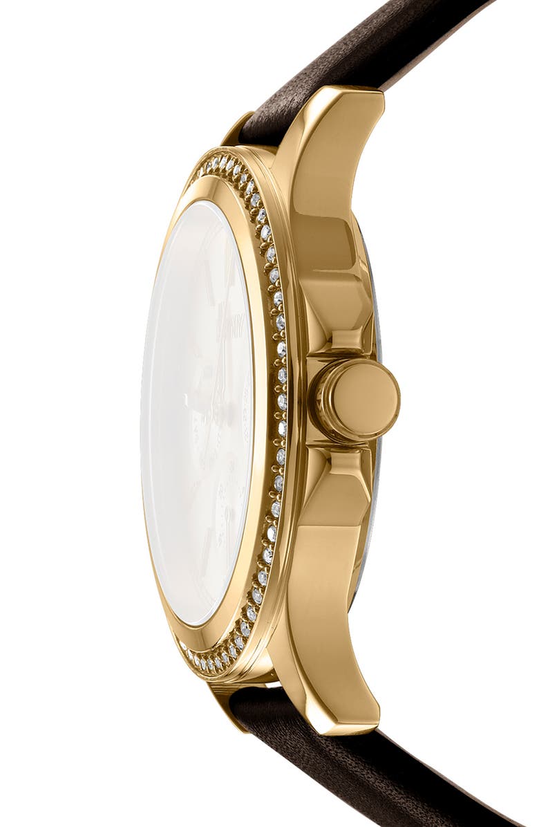 DKNY 316L Leather Strap Watch, Alternate, color, Black