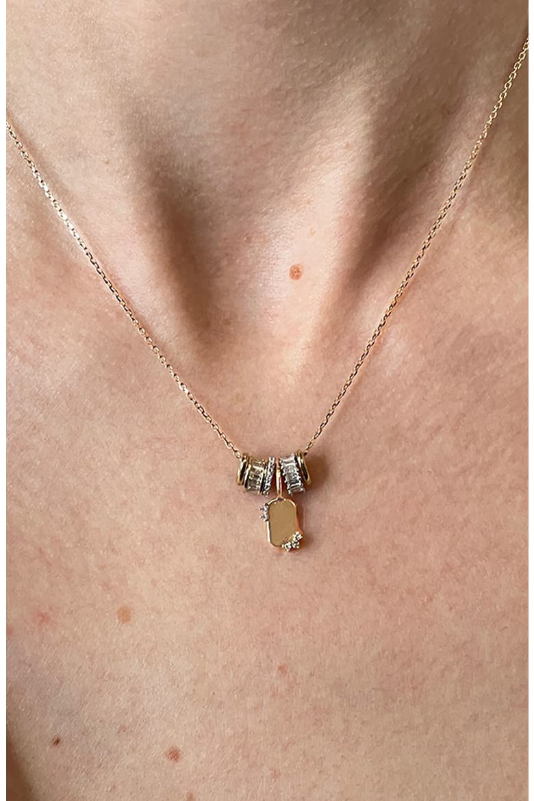 Diamond Dog Tag Mini Charm, Alternate, color, 9K YELLOW GOLD