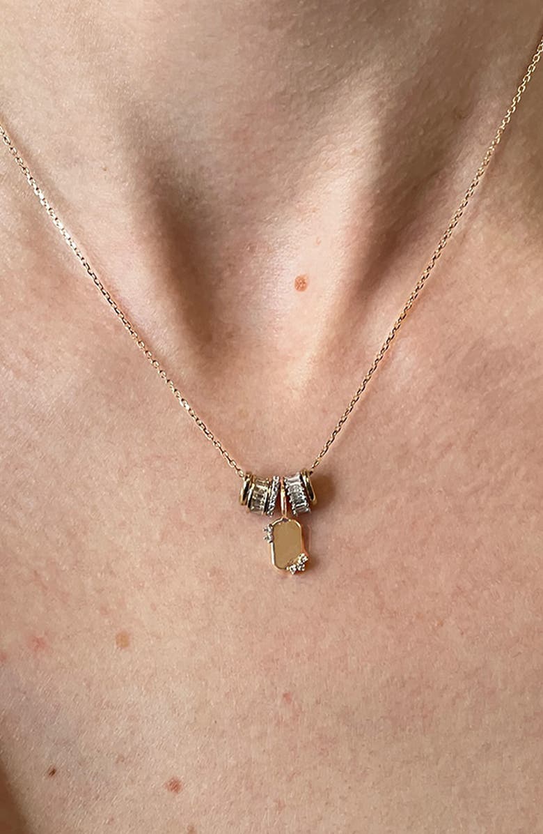 Adina Reyter Diamond Dog Tag Mini Charm, Alternate, color, 9K Yellow Gold