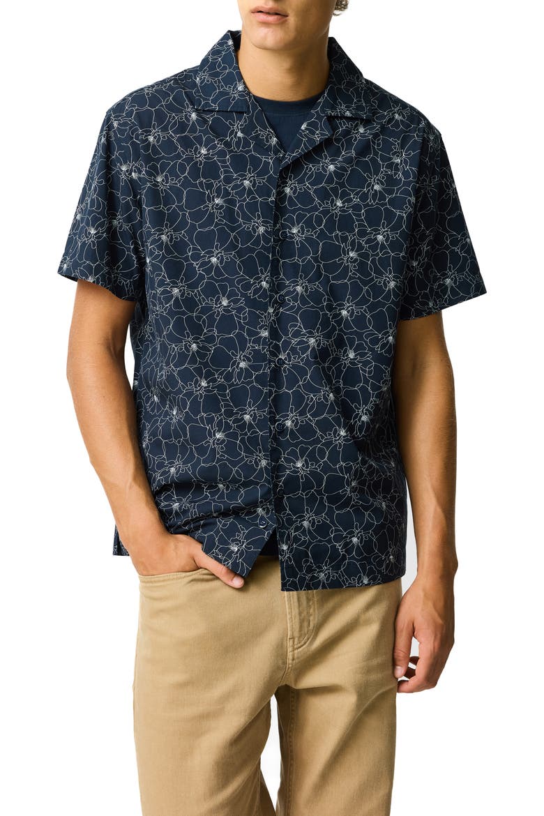 Crater Valley Floral Camp Shirt, Main, color, INK