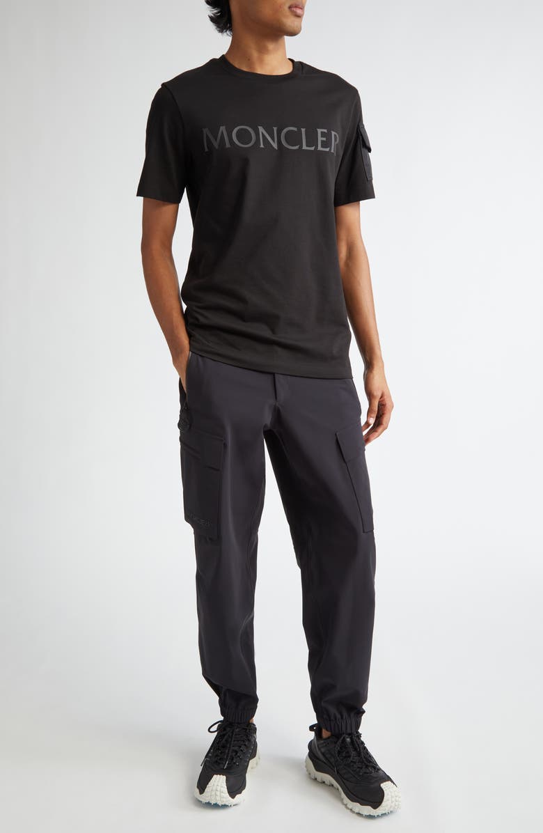 Moncler Logo Pocket Cotton T-Shirt, Alternate, color, Black