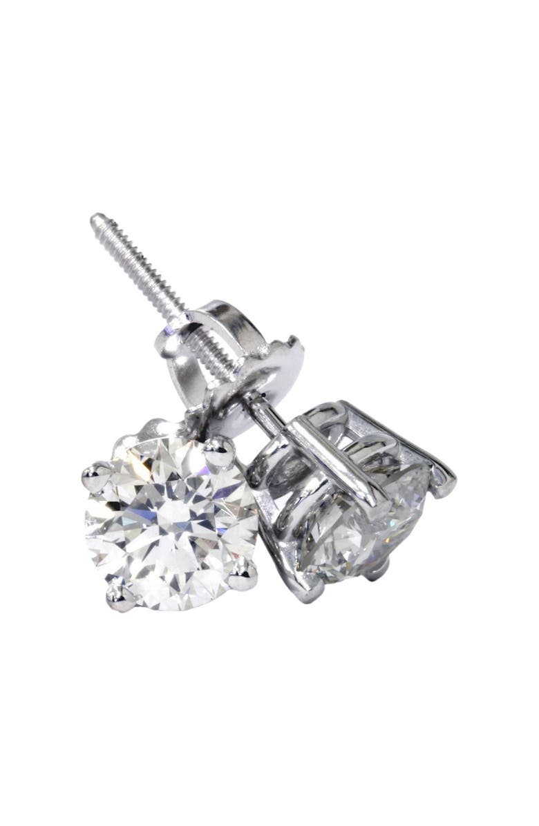 Bliss Diamond 3 CT Round Lab Grown Diamond Screw Back Studs 14K Gold, Alternate, color, 14K White Gold
