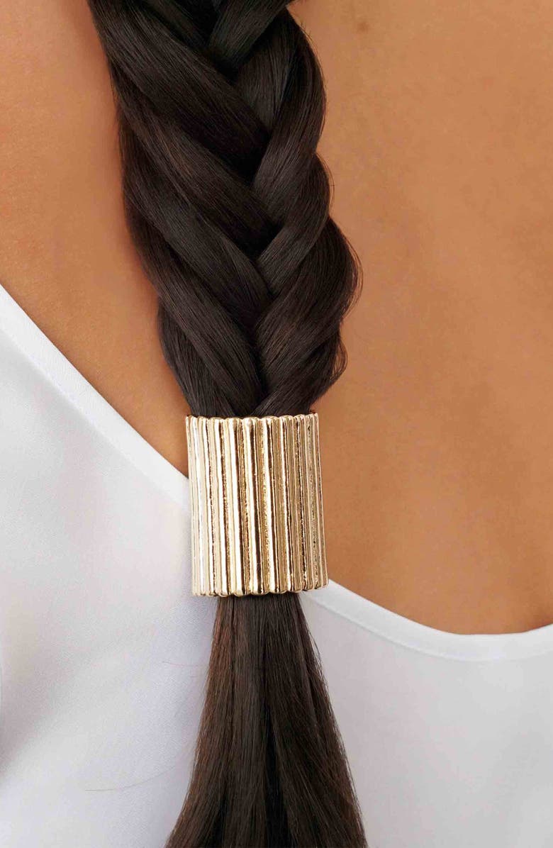 Ettika Ribbed Ponytail Cuff, Alternate, color, Gold