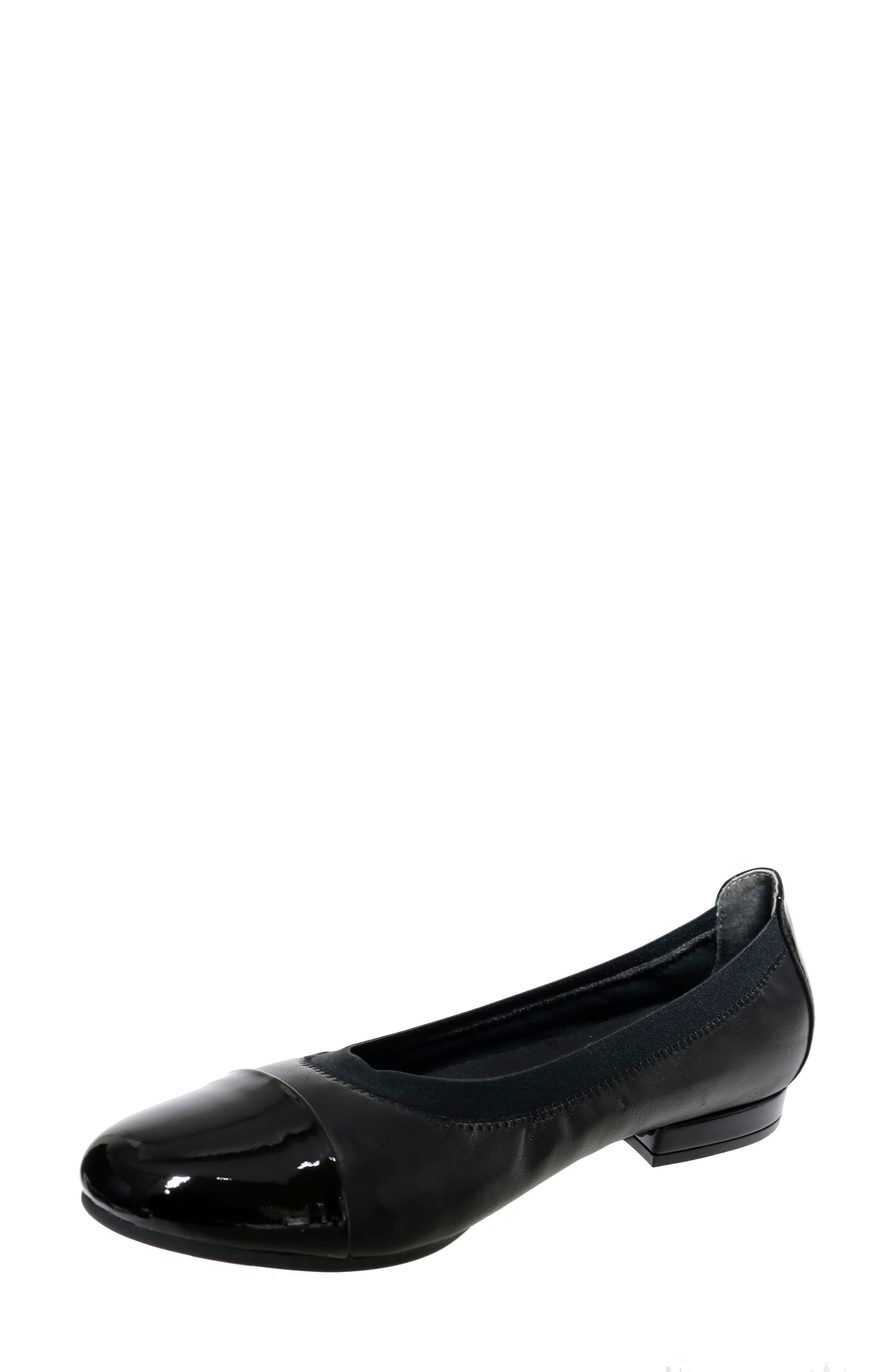 Nicole Cap Toe Flat, Alternate, color, BLACK
