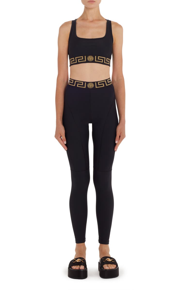 Versace La Greca Trim Sports Bra, Alternate, color, 