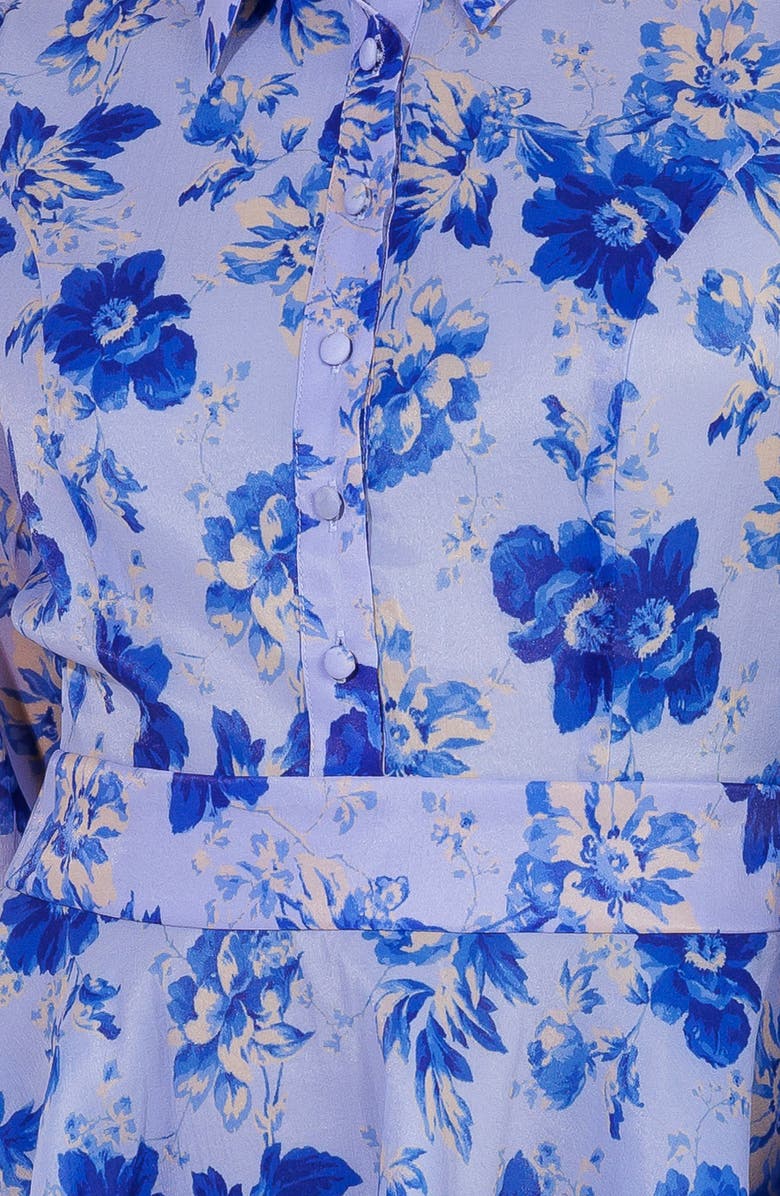 FLYING TOMATO Floral Long Sleeve Shirtdress, Alternate, color, Powder Blue