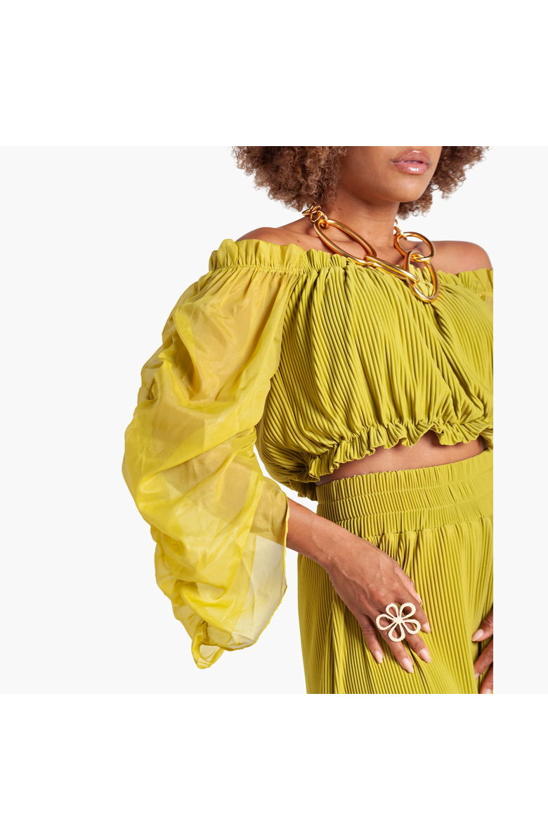 RICHANTEE Off Shoulder Pleated Top, Alternate, color, Lime