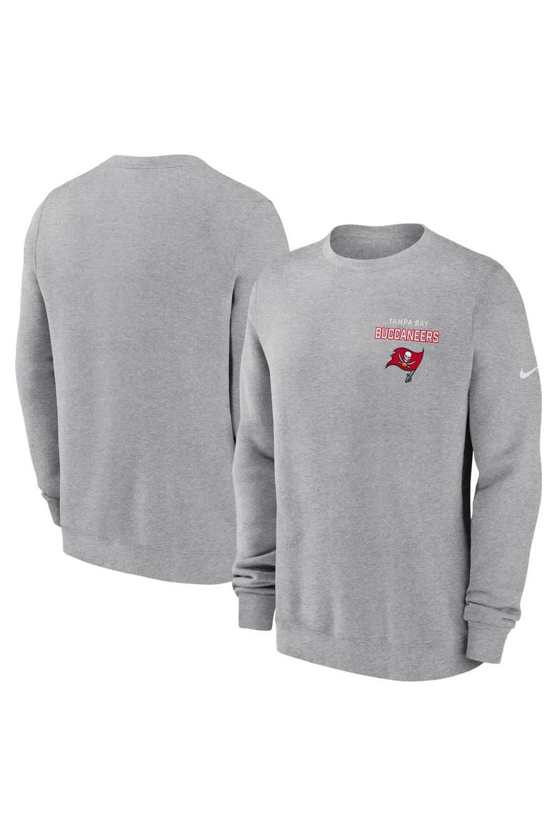 Men's Nike Heather Gray Tampa Bay Buccaneers Primetime Club Fleece Pullover Sweatshirt, Main, color, Heather Gray