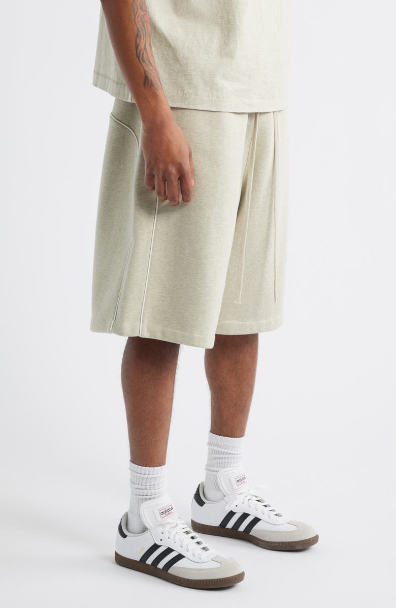 Fear of God Essentials Fleece Basketball Sweat Shorts, Alternate, color, Heather Stone/ Cloud White
