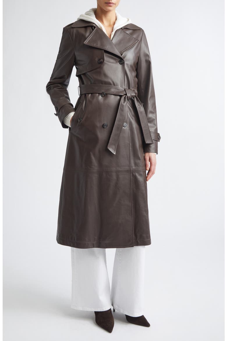 Leather Trench Coat, Alternate, color, 126 CHOCOLATE