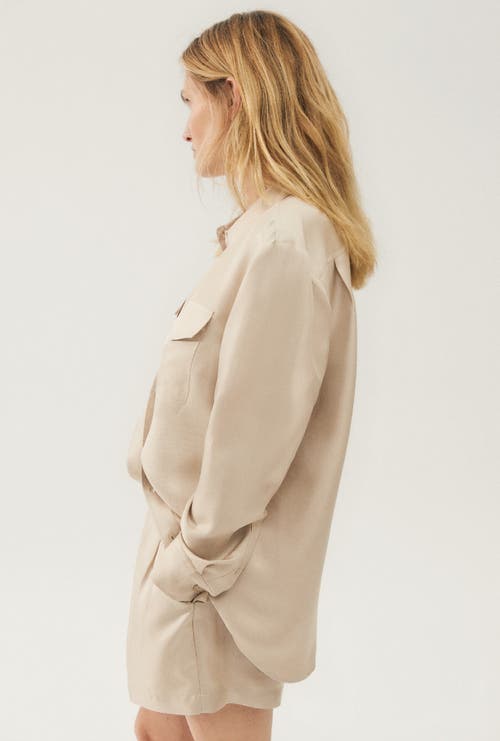 Silk Laundry Twill Boyfriend Shirt Hazelnut In Hazelnut