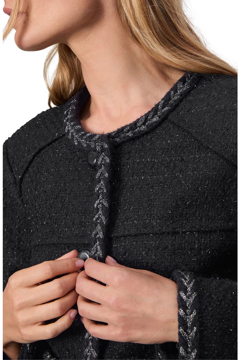 Mirabelle Metallic Tweed Jacket, Alternate, color, BLACK