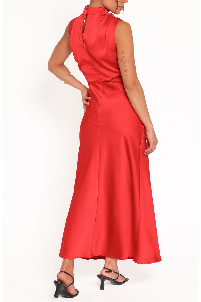 Anabelle Mock Neck Satin Maxi Dress, Alternate, color, RED