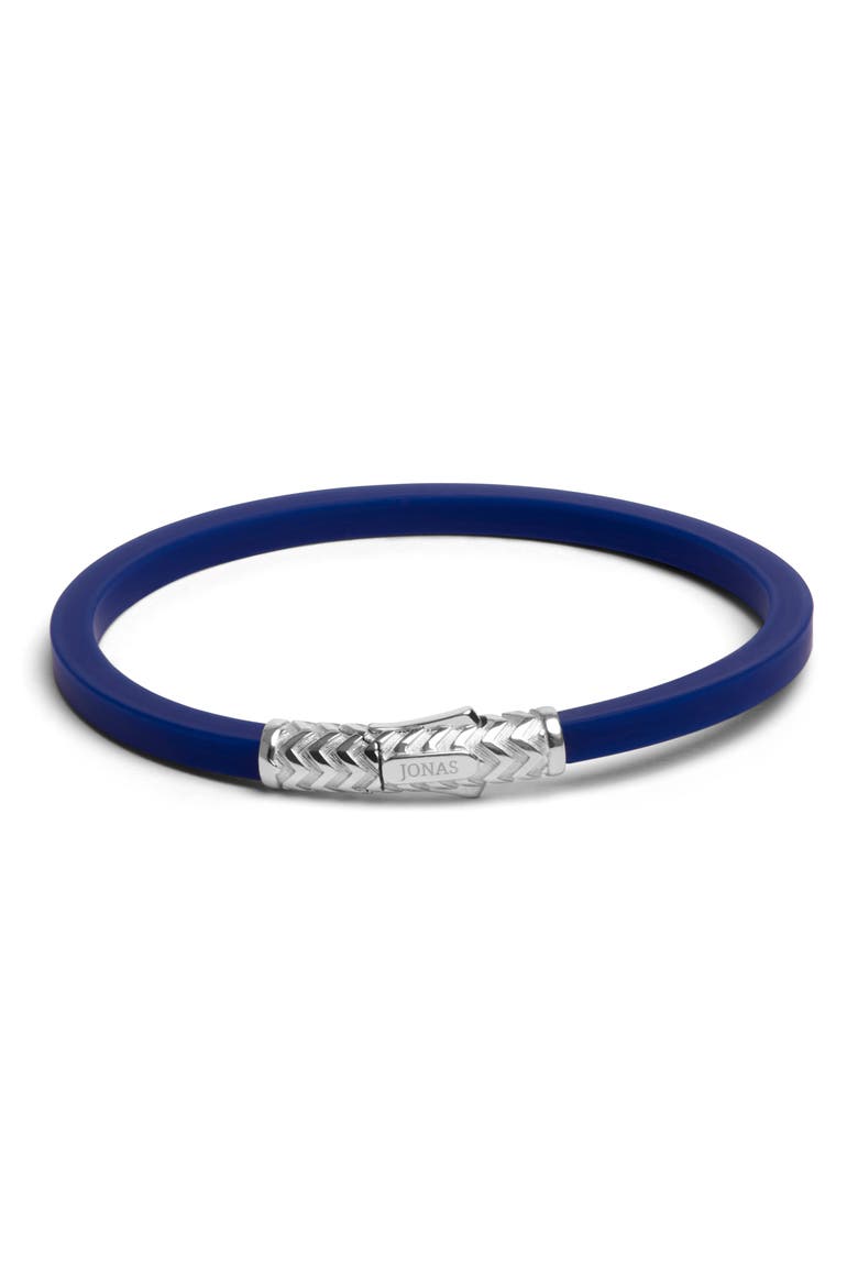 Men's Rubber & Sterling Silver Bracelet, Main, color, BLUE