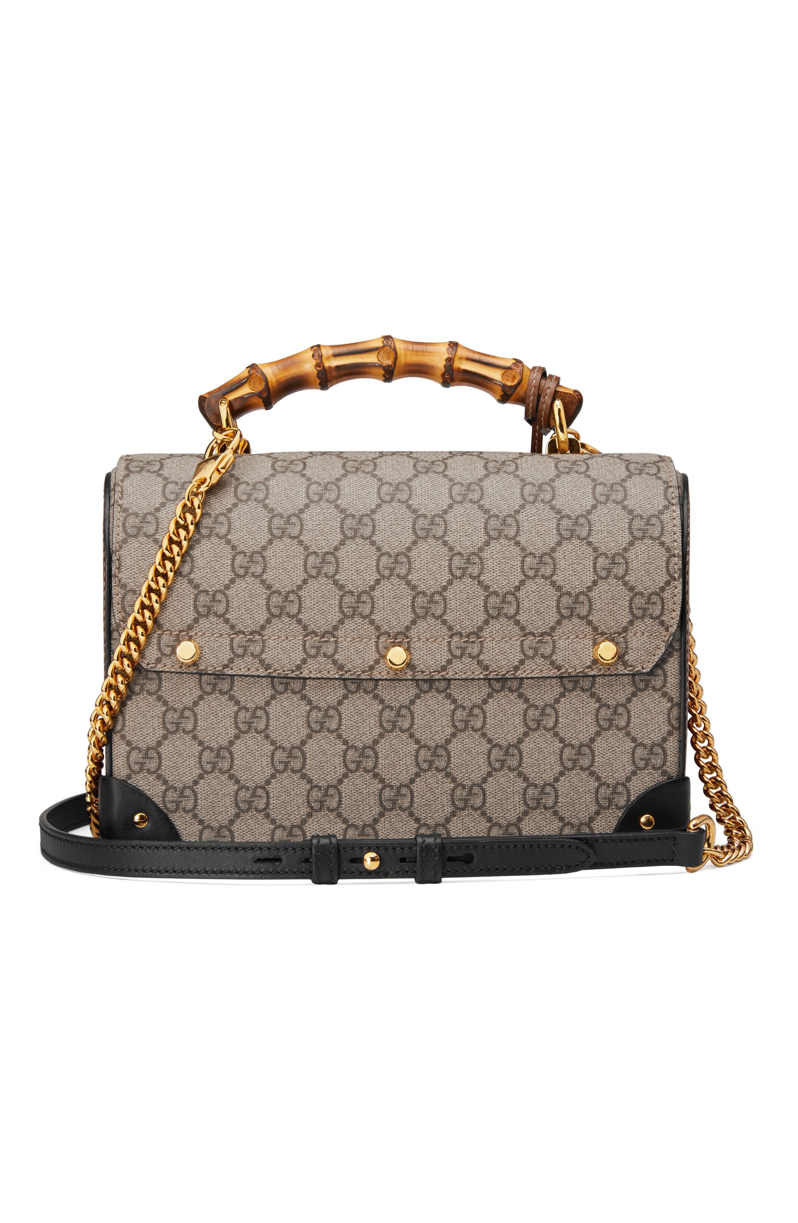 Gucci Padlock GG Supreme Canvas Bamboo Handle Shoulder Bag, Alternate, color, 