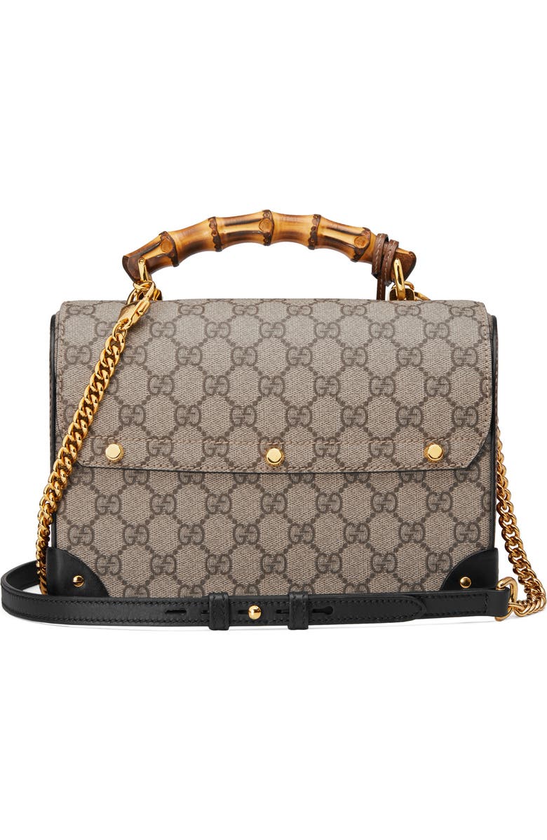 Gucci Padlock GG Supreme Canvas Bamboo Handle Shoulder Bag, Alternate, color,