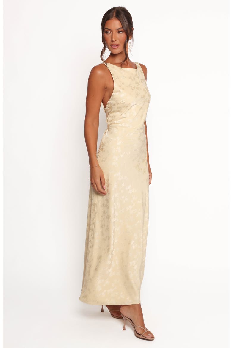 Malie Floral Jacquard Open Back Maxi Dress, Alternate, color, LEMON