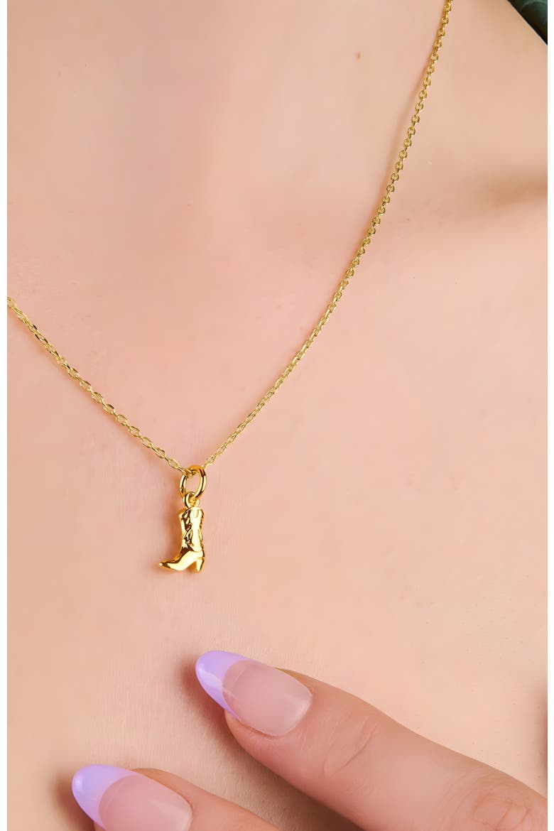 Cowgirl Boot Charm Necklace, Alternate, color, Gold