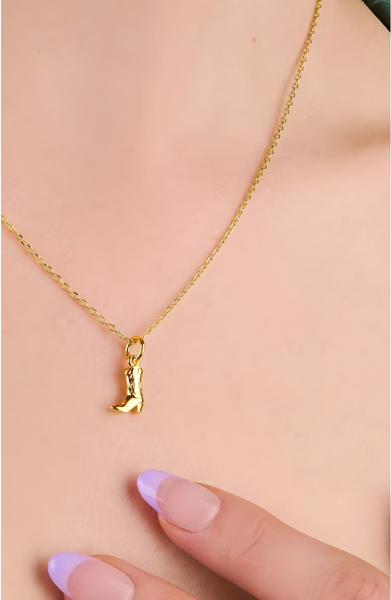 Little Sky Stone Cowgirl Boot Charm Necklace, Alternate, color, Gold