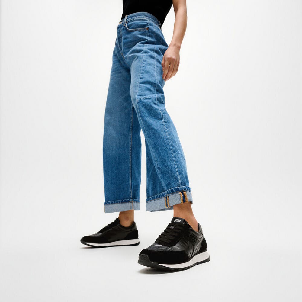 FitFlop Retro-Q Ff Met-Suede Sneakers, Alternate, color, Black