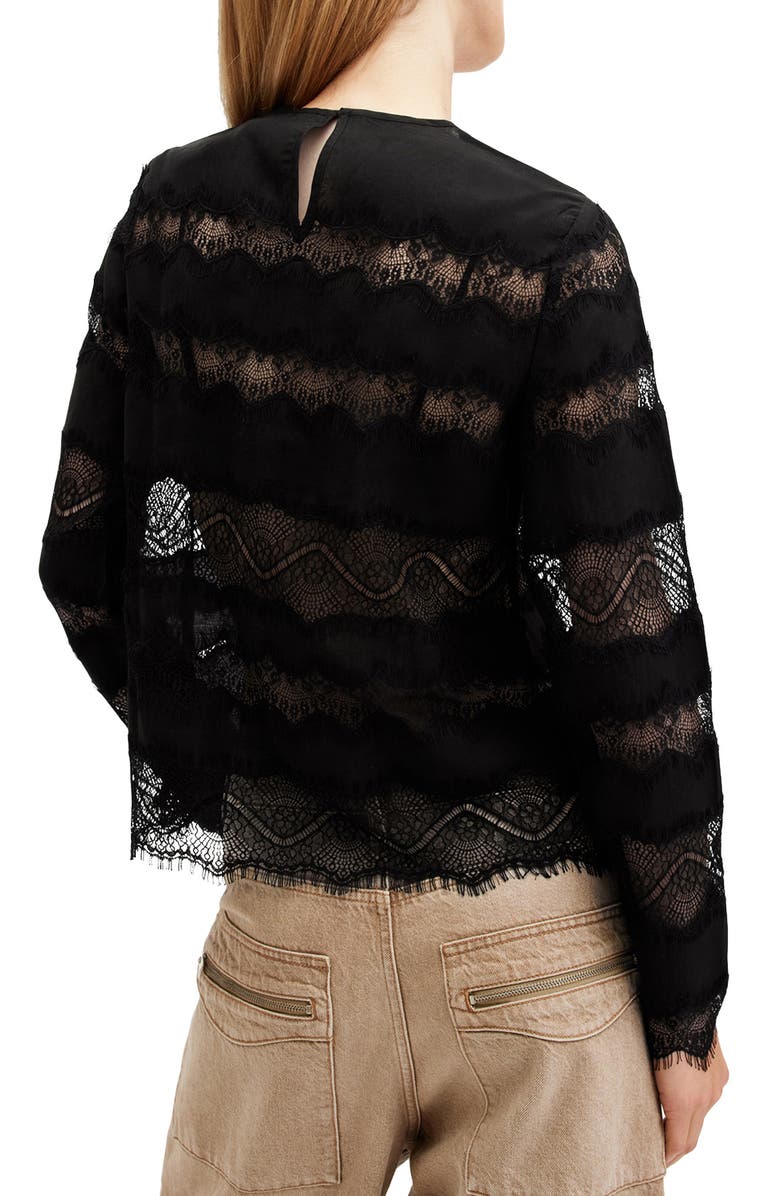AllSaints Tiff Lace Accent Top, Alternate, color, Black