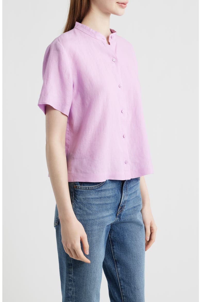 Short Sleeve Organic Linen Button-Up Shirt, Alternate, color, BTAST