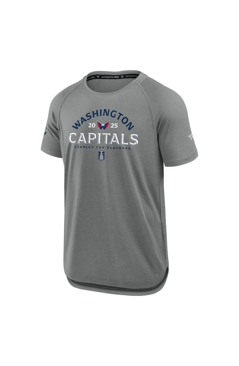 FANATICS Men's Fanatics Heather Gray Washington Capitals 2025 Stanley Cup Playoffs Authentic Pro Rink Performance T-Shirt, Alternate, color, 