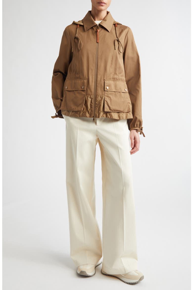 Adenium Hooded Gabardine & Taffeta Jacket, Alternate, color, OPEN BEIGE