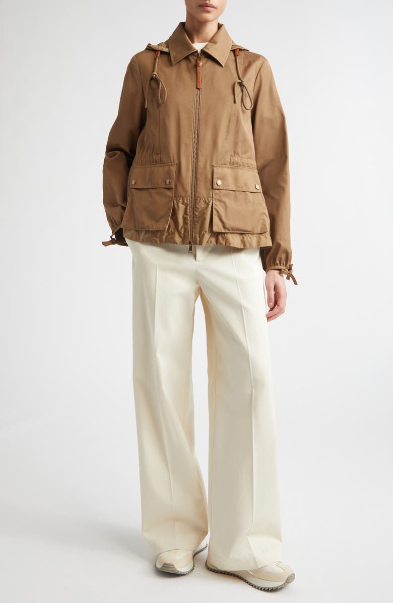 Moncler Adenium Hooded Gabardine & Taffeta Jacket, Alternate, color, Open Beige