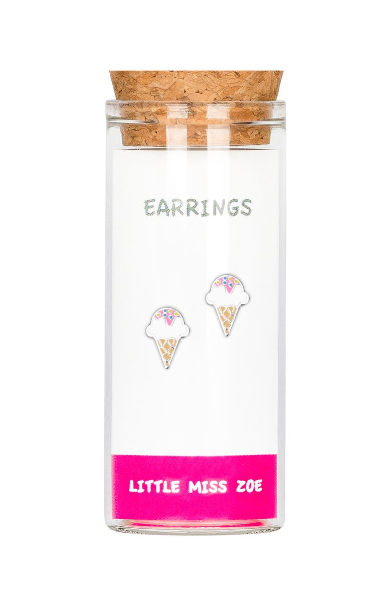 Little Miss Zoe Ice Cream Stud Earrings, Main, color, Pink